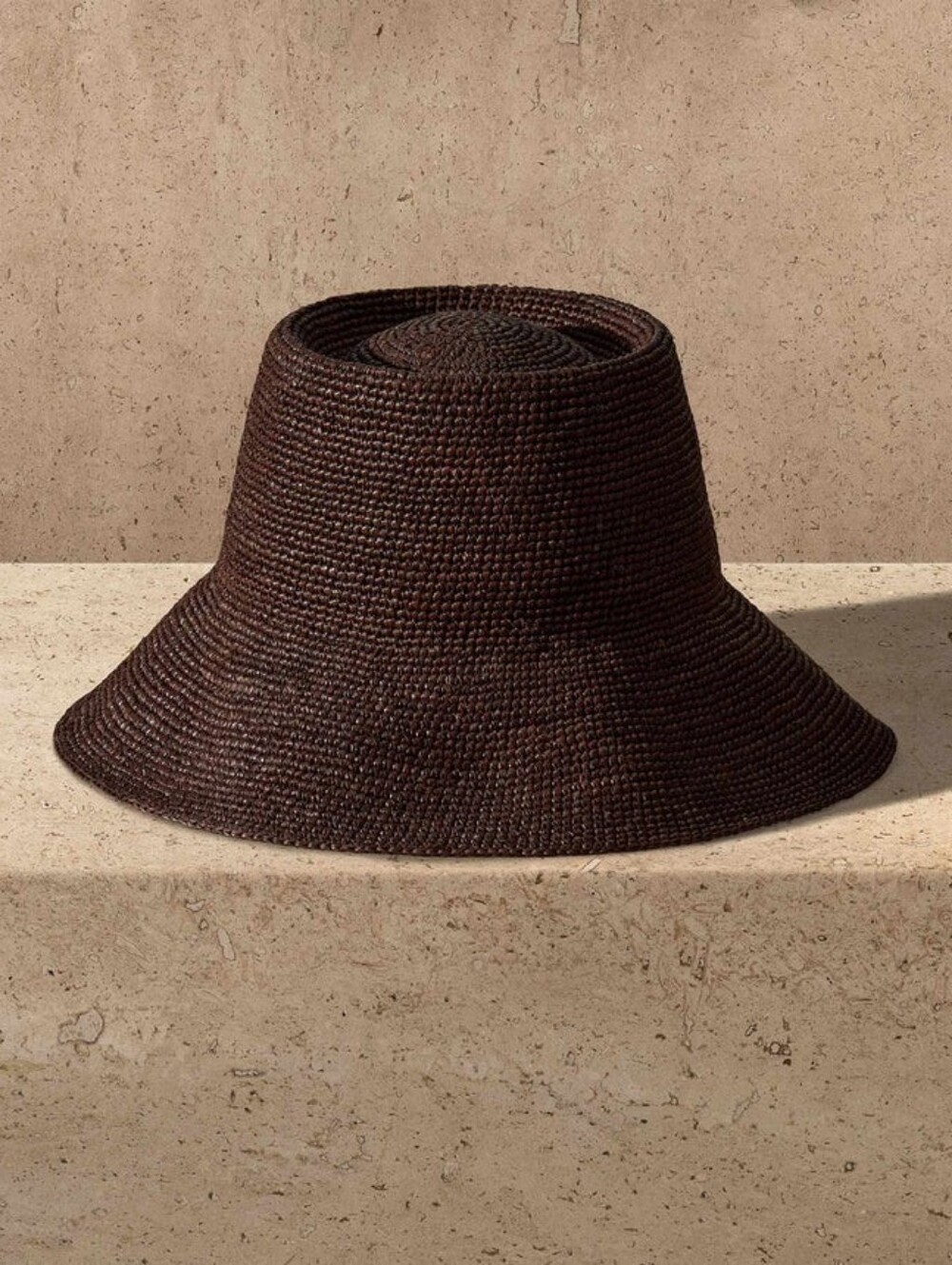 Janessa Leone Felix Bucket Hat in Dark Brown Size L